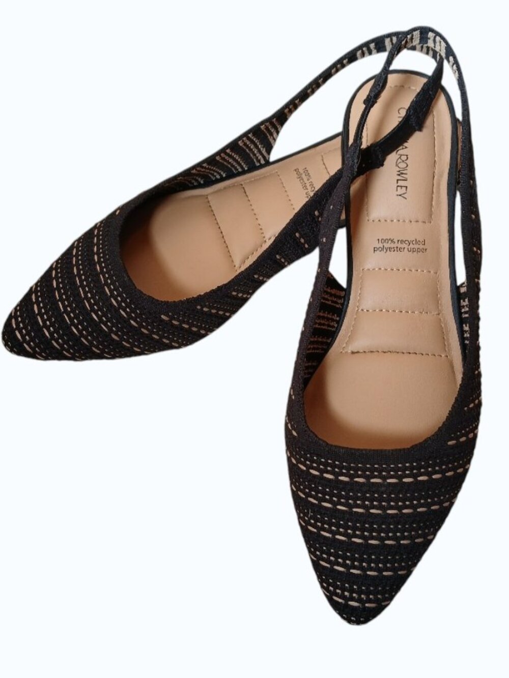 CYNTHIA ROWLEY Amelia Black & Tan Tweed Flat Slingbacks -Like New - Picture 9 of 12